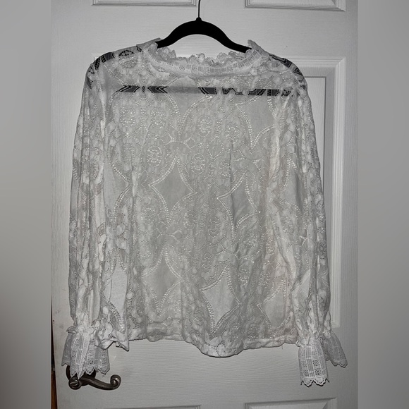 SHEIN Tops - SHEIN Elegant White Lace Layering Women's Top XXL